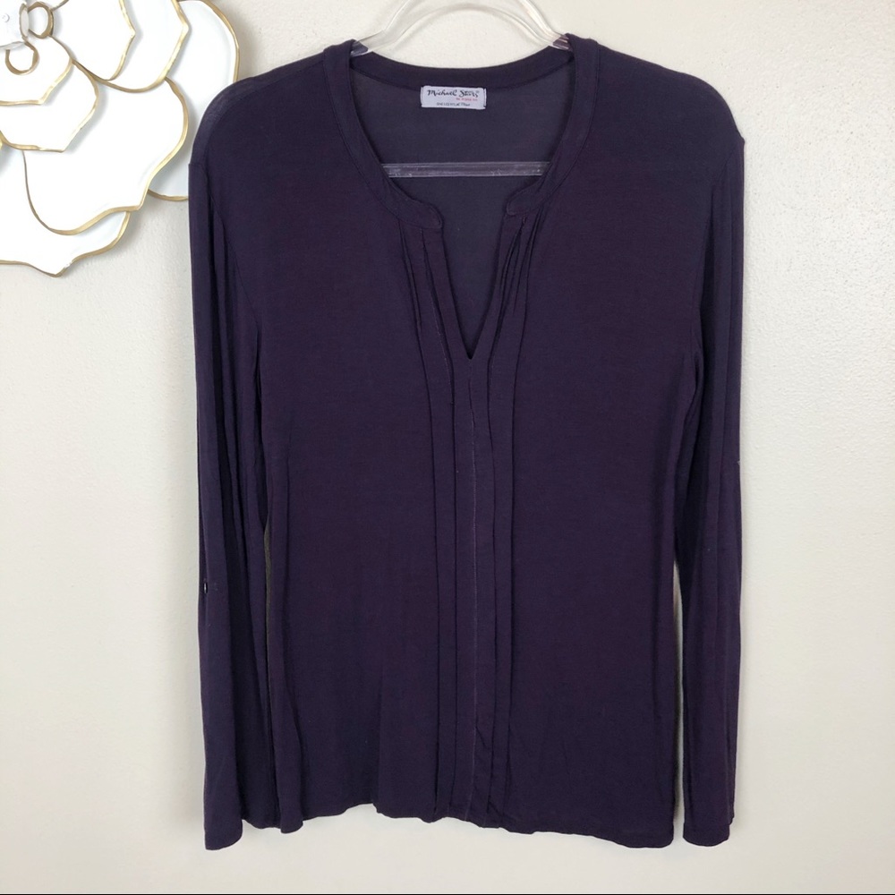 Michael Stars long sleeved v neck top in purple